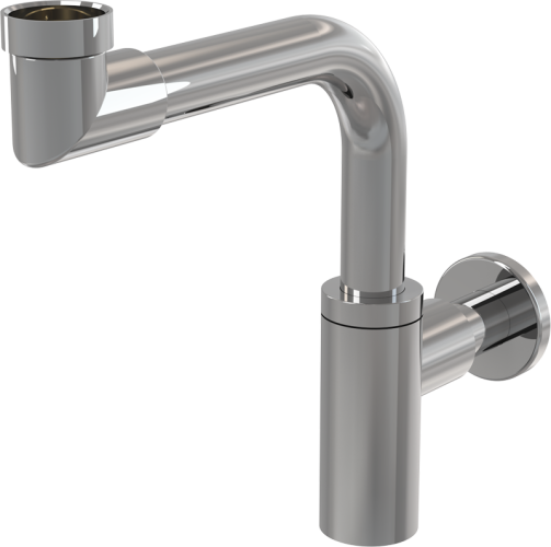 Сифон для раковины Alcadrain DESIGN 32 мм, цельнометаллический, экономящий пространство, хром (A403)