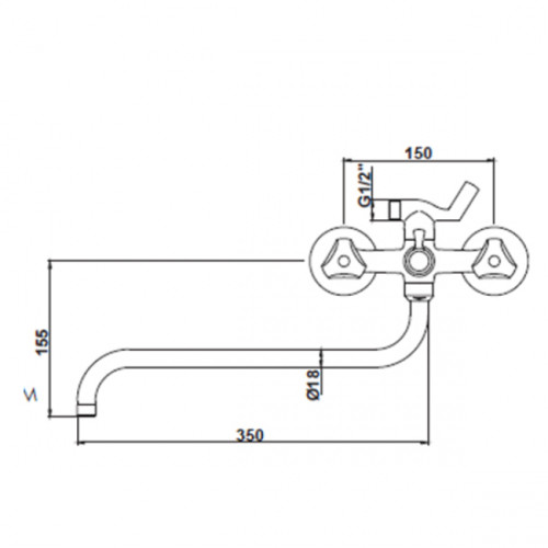 Смеситель для ванны с душем KAISER Delta (11090Shar)
