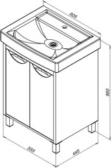 Тумба с раковиной Aquanet Гретта (Exclusive) 60 светлый дуб, 2 дверцы