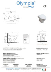 Olympia Clear, напольный безободковый унитаз 50x36xh42 см, цвет белый глянцевый