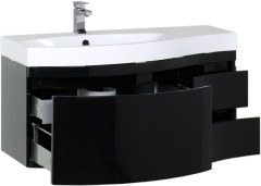 Тумба с раковиной Aquanet Опера 115 L черный (3 ящика)
