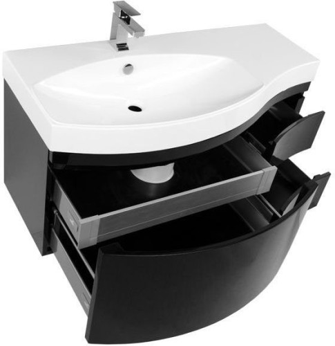 Тумба с раковиной Aquanet Опера 115 L черный (3 ящика)