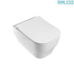 Olympia Synthesis Eco, подвесной безободковый унитаз c крепежом, 52x36 см, цвет черный глянцевый