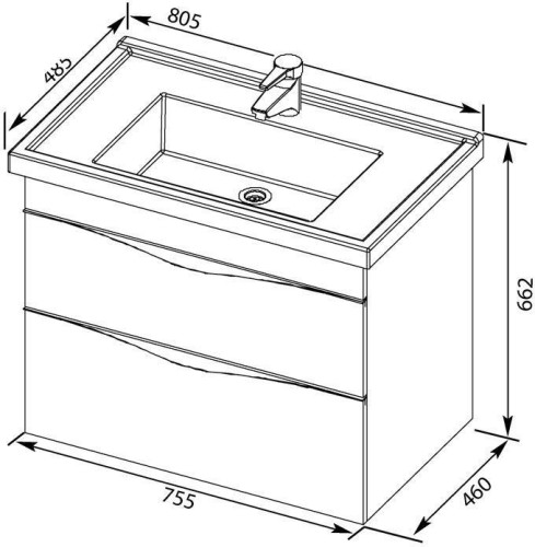 Тумба с раковиной Aquanet Эвора 80 дуб антик