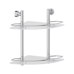 Полка угловая 2-х ярусная 28 cm (матовое стекло; хром) (FBS) NOS 072