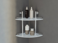 Полка угловая 2-х ярусная 28 cm (матовое стекло; хром) (FBS) NOS 072