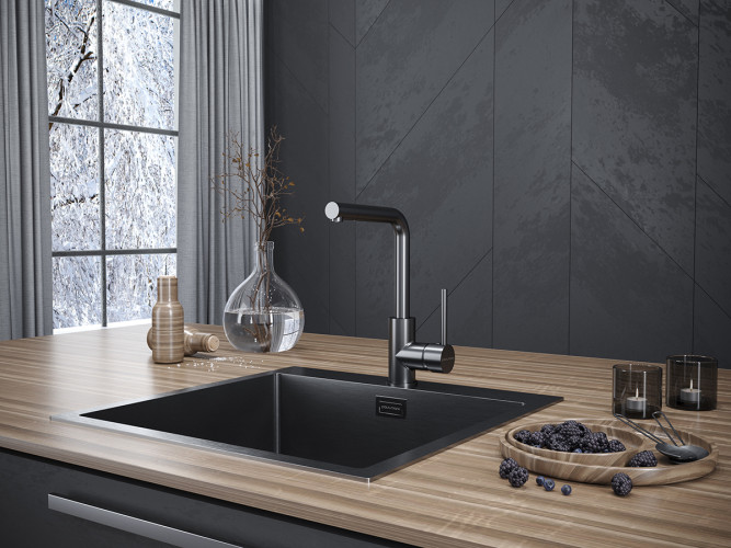 Смеситель для кухни Paulmark HONNER, Ho212018-GM, Вороненая сталь, Paulmark