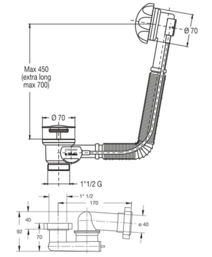 Слив-перелив для ванны BONOMINI (4027WB50B7WZ)