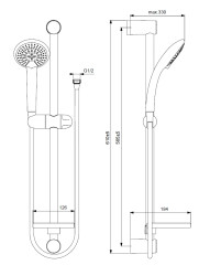 Душевой набор VIDIMA FRESH M BA212AA 3-функциональная лейка 100 мм, штанга 600мм, шланг UF 1750 мм) (BA212AA)