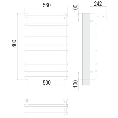 Полотенцесушитель TERMINUS Стандарт Ватра с/п П8 500х800 NEW