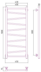 Водяной полотенцесушитель Сунержа Сирокко 1000x400