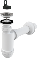 Сифон для раковины Alcadrain 32 мм с нержавеющей peшeткой 63 мм (A410)