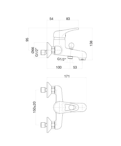 Смеситель для ванны Fiore PLANET 37CR1010, хром