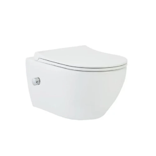 Унитаз подвесной beWash Bogen безободковый с форсункой биде со встроенным смесителем горячей и холодной воды с быстросъёмным сиденьем микролифт белый глянец 88343601 + EVB6388 + EVB3178