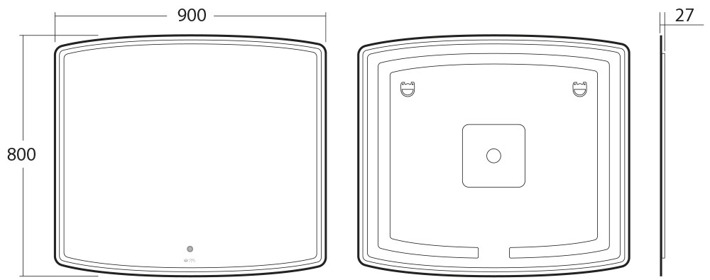 Зеркало OWL 1975 Gotland с LED подсветкой, 900х800