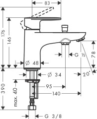 Смеситель для ванны и душа Vernis Blend Monotrou, 2 уровня расхода воды, хром (71446000)