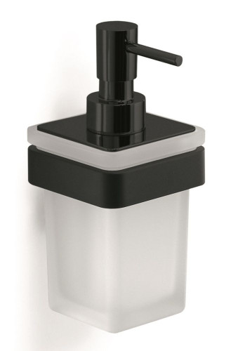 Gedy Samoa, настенный стеклянный дозатор c металлической помпой, цвет черный матовый