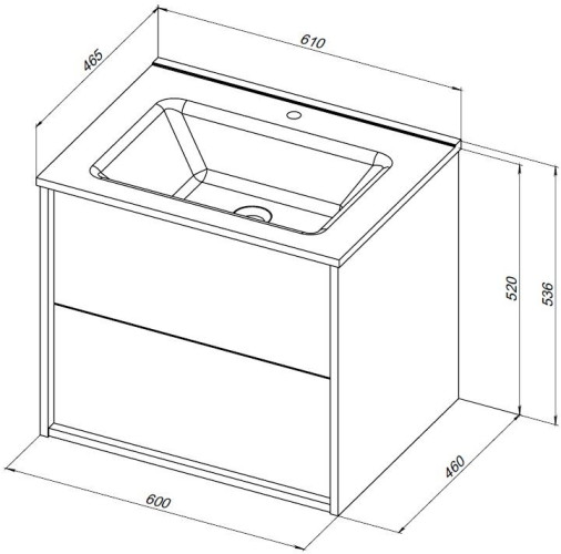 Тумба с раковиной Aquanet Lino 60 (Flat) дуб веллингтон