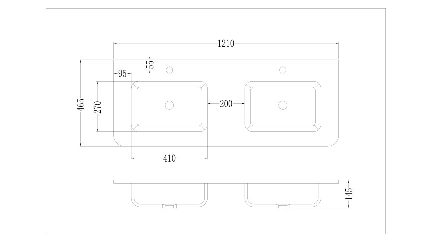 IBX, керамическая раковина двойная 120 см, цвет белый