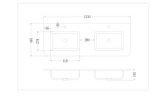 IBX, керамическая раковина двойная 120 см, цвет белый