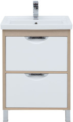 Тумба с раковиной Aquanet Гретта (Exclusive) 60 светлый дуб, 2 ящика