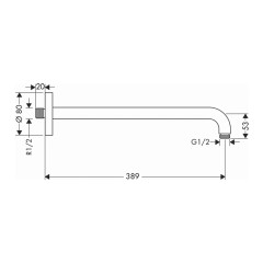 Держатель верхнего душа Hansgrohe 38,9 см, шлифованный черный хром (27413340)