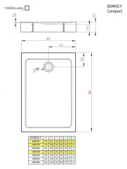 Акриловый поддон для душа Radaway Doros F Compact 90x70x12