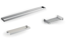 400CNS51N09MHW Calacatta Модуль подвесной 400мм: рейлинг A8883CNS+ полочка A8809MHW+ полочка с водосгоном A8851NNS,нерж.сталь AISI 304,накладка HPL Ca