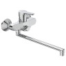 BA417AA WAVE Настенный смеситель для ванны/душа с длинным изливом, монтаж на стандартных эксцентриках