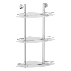 Полка угловая 3-х ярусная 28 cm (матовое стекло; хром) (FBS) NOS 073