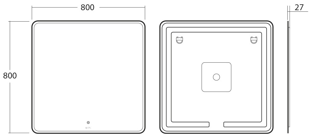 Зеркало OWL 1975 Skansen с LED подсветкой, 800х800