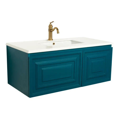 Тумба под раковину Atoll Монмартр 110 изумрудный с встроенным умывальником
