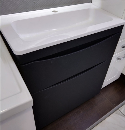 Тумба подвесная Style Line Бергамо мини 80 (2 ящ.) Люкс антискрейтч черный, PLUS