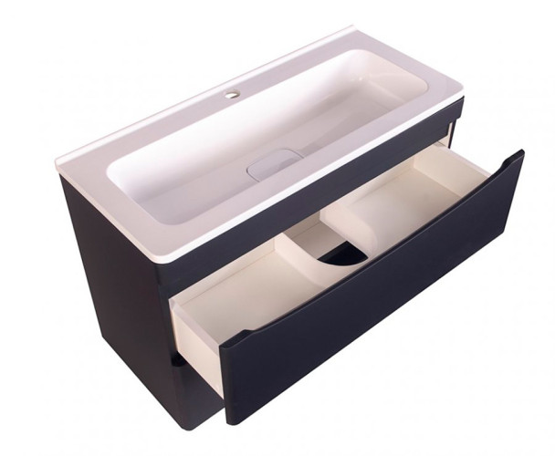 Тумба подвесная Style Line Бергамо мини 80 (2 ящ.) Люкс антискрейтч черный, PLUS