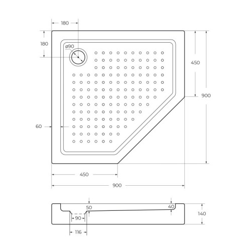 Сифон для душевых поддонов с гидрозатвором универсальный CEZARES CZR-01-90