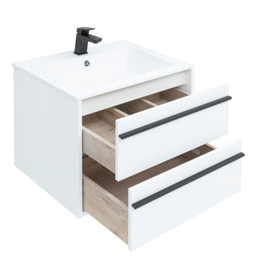 Тумба с раковиной Aquanet Lino 60 белый матовый