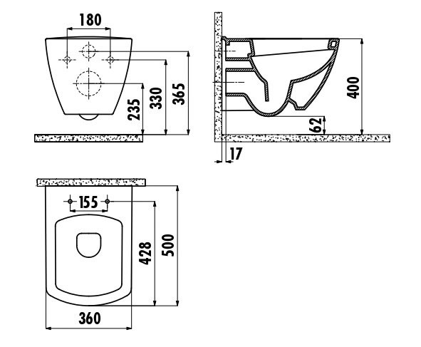 CREAVIT Унитаз подвесной с биде