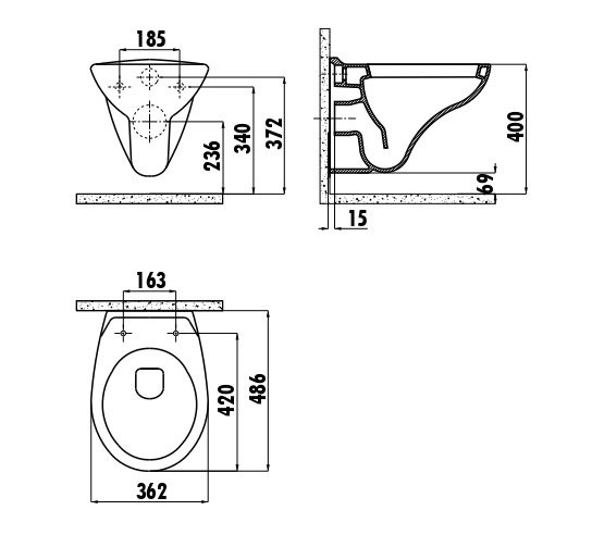 CREAVIT Унитаз подвесной с биде