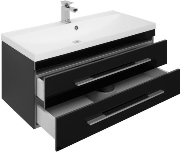 Тумба с раковиной Aquanet Верона 100 черный (подвесная 2 ящика)