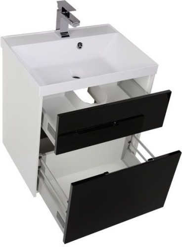 Тумба с раковиной Aquanet Латина 60 черный (2 ящика)