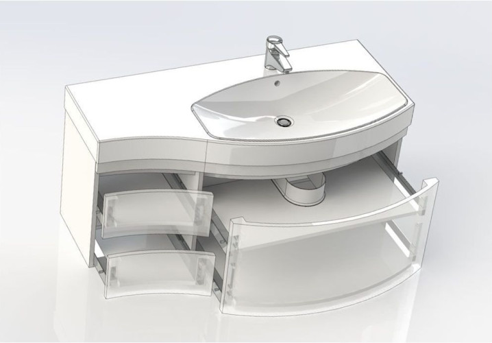 Тумба с раковиной Aquanet Опера 115 R белый (3 ящика)