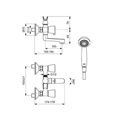BA344AA QUADRO Смеситель для ванны/душа