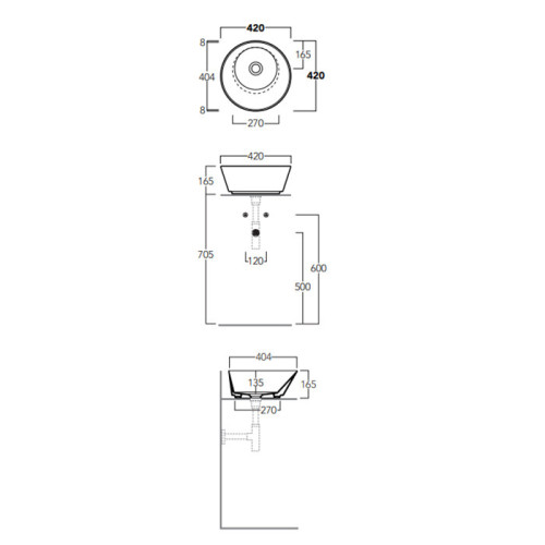 Раковина чаша SIMAS WAVE круглая 420х420х165, цвет белый (WA01 bi*0)