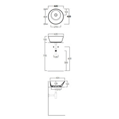 Раковина чаша SIMAS WAVE круглая 420х420х165, цвет белый (WA01 bi*0)