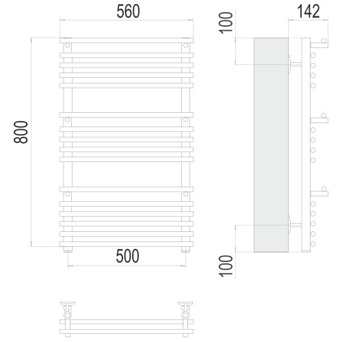 Полотенцесушитель TERMINUS Стандарт Вента люкс П16 500х800 NEW