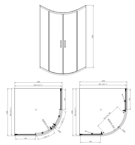 Душевое ограждение Azario OSTIN 100х100х195 хром, 6мм прозрачное стекло