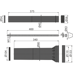 Kомплект Alcadrain принадлежностей к унитазу с удлиненными деталями для людей с ограниченными физ. возм. (M9000)