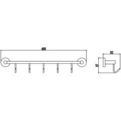 Планка с крючками (5 крючков) Savol S-008775 хром