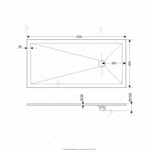 Душевой поддон прямоугольный RGW ST-Co Бетон арт. 16152910-10
