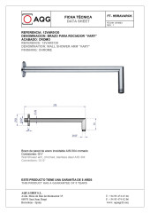 AQG, настенный круглый кронштейн VARY длиной 37,5 см, для верхнего душа, цвет хром